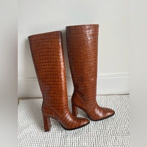 BY FAR Camilla Tan Croco Embossed Leather